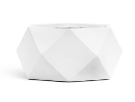 Кашпо TREEZ ERGO - Rombo - Низкая чаша-многогранник - Белый камень