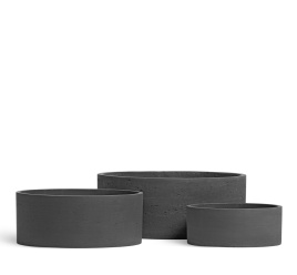 Кашпо TREEZ ERGO - Concrete - Низкий цилиндр - Тёмно-серый бетон