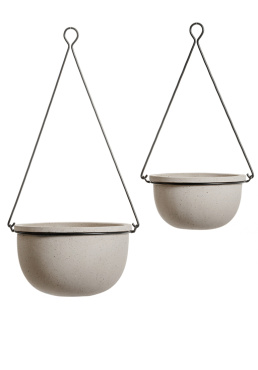 Кашпо TREEZ Effectory - Beton - Полусфера подвесная - Белый песок