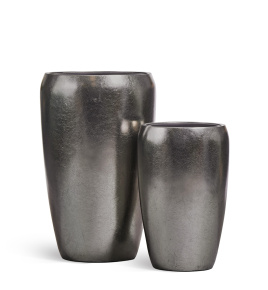 Кашпо TREEZ Effectory - Metal - Высокий округлый конус - Стальное серебро