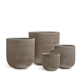 Кашпо TREEZ ERGO - Hard Rock - Цилиндрическая Чаша - Песок серый беж