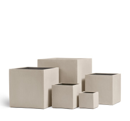 Кашпо TREEZ Effectory - Beton - Куб - Белый песок