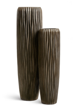 Кашпо TREEZ Effectory - Metal - Высокий конус Giant Design Wave - Чернёная бронза