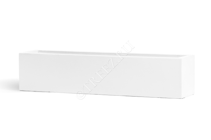 Кашпо TREEZ ERGO - Just - Узкий низкий прямоугольник - Белый камень фото