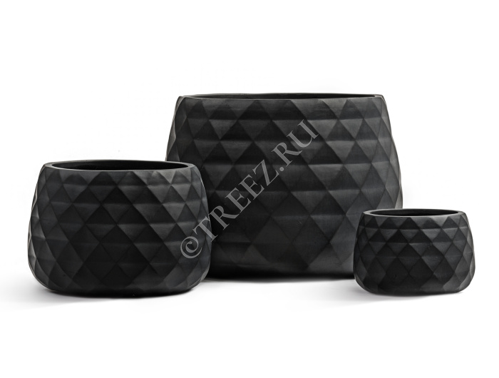 Кашпо TREEZ ERGO - Diamond - Низкая чаша - Антрацит фото