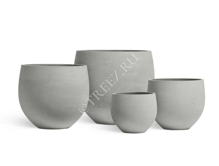 Кашпо TREEZ ERGO - Concrete - Чаша -  Светло-серый бетон фото
