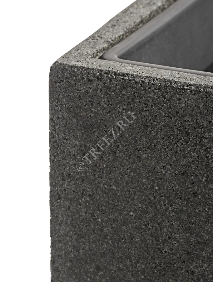 Кашпо TREEZ Effectory - Stone - Высокий куб - Тёмно-серый камень фото