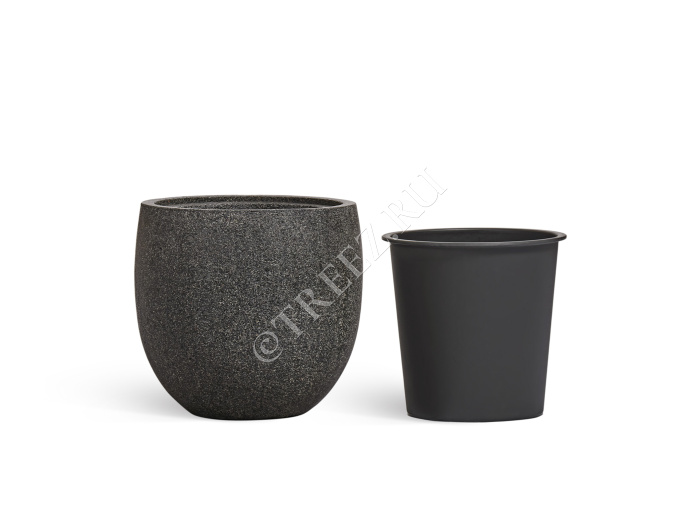 Кашпо TREEZ Effectory - Stone - Чаша classic - Тёмно-серый камень фото
