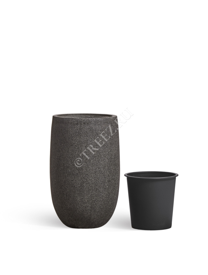 Кашпо TREEZ Effectory - Stone - Высокая чаша - Тёмно-серый камень фото