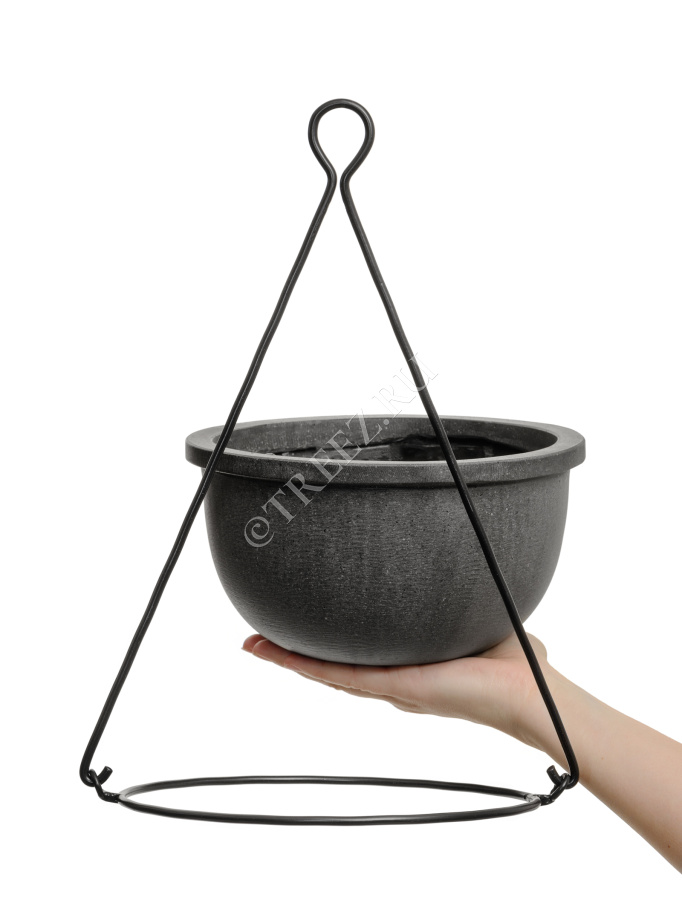 Кашпо TREEZ Effectory - Beton - Полусфера подвесная - Тёмно-серый бетон фото