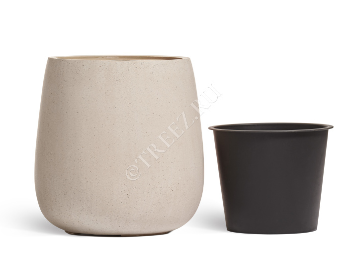 Кашпо TREEZ Effectory - Beton - Design-Чаша - Белый песок фото