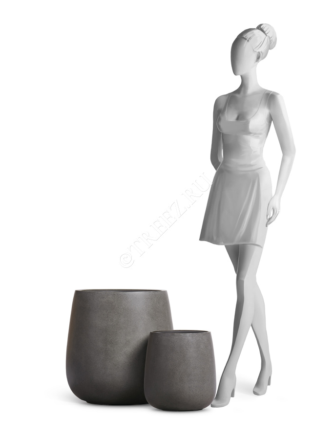 Кашпо TREEZ Effectory - Beton - Design-Чаша - Тёмно-серый бетон фото