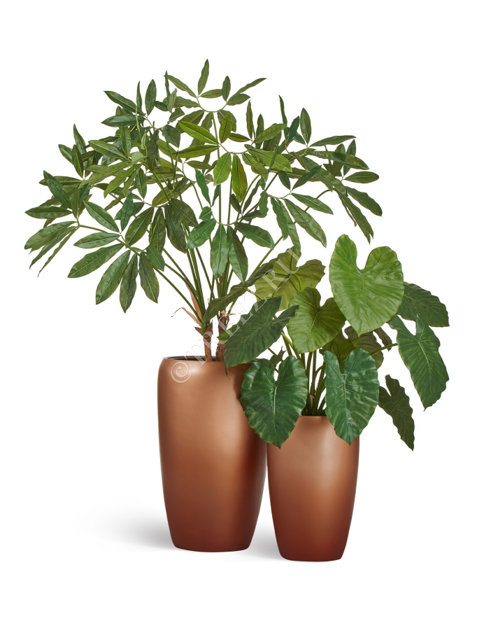 Кашпо TREEZ Effectory - Metal - Высокий округлый конус - Лаковое тёмное золото фото