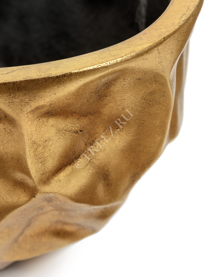 Кашпо TREEZ Effectory - Metal - Высокая лодка Design Crumple - Сусальное золото фото