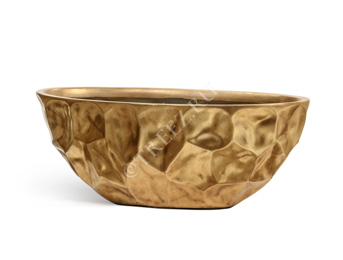 Кашпо TREEZ Effectory - Metal - Высокая лодка Design Crumple - Сусальное золото фото