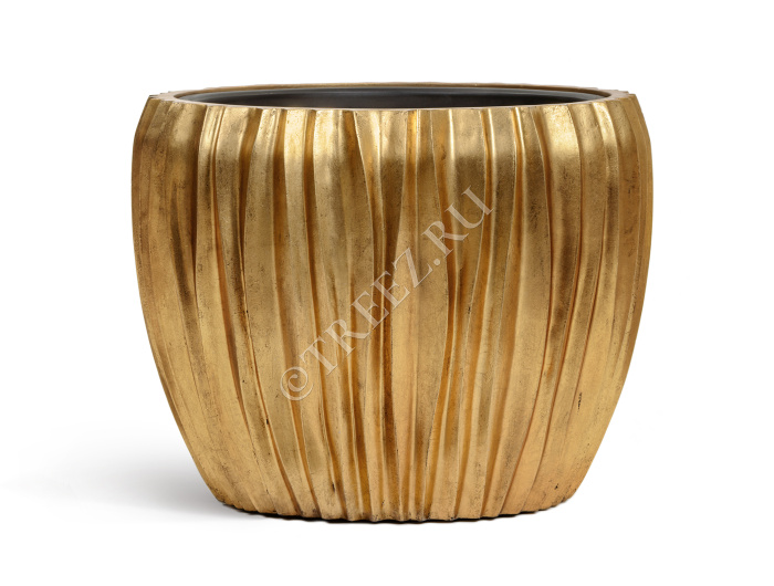 Кашпо TREEZ Effectory - Metal - Чаша Design Wave - Сусальное золото фото