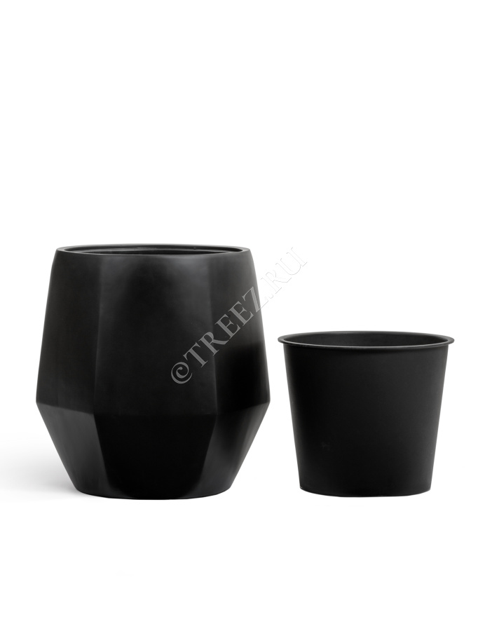 Кашпо TREEZ Effectory - Crystal - Многогранник - Антрацит фото