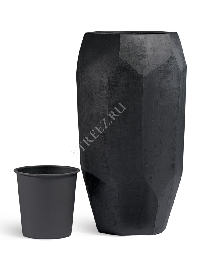 Кашпо TREEZ Effectory - Anthra - Высокий Design-многогранник - Антрацит фото