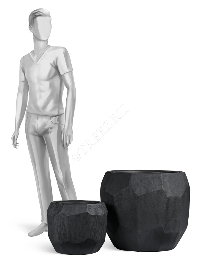 Кашпо TREEZ Effectory - Anthra - Design-многогранник - Антрацит фото