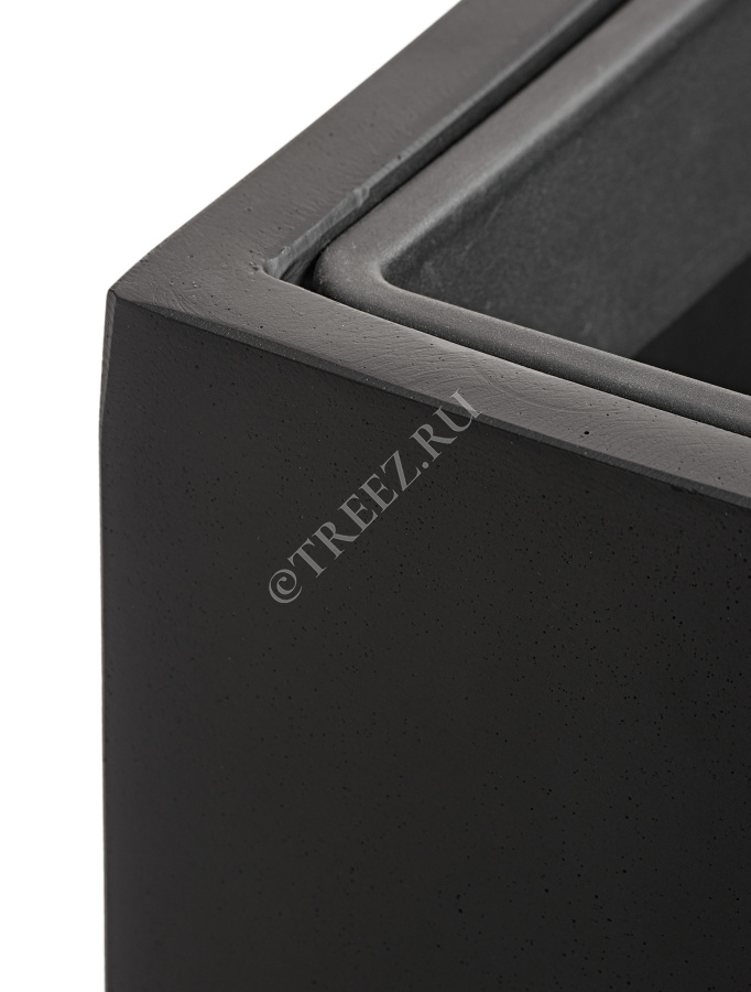 Кашпо TREEZ Effectory - Black Stone - Высокий куб - Антрацит фото