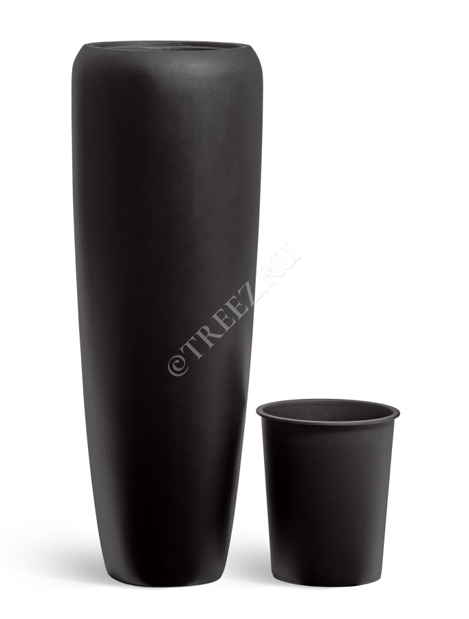 Кашпо TREEZ Effectory - Black Stone - Высокий конус Design - Антрацит фото