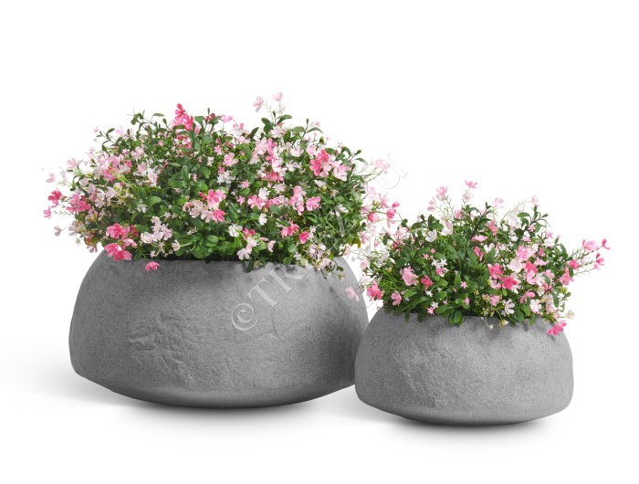 Кашпо TREEZ Effectory - Organic - Низкая чаша - Серый ледник фото