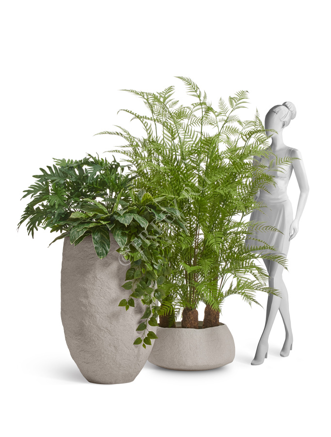 Кашпо TREEZ Effectory - Organic - Высокая чаша - Белый песок фото