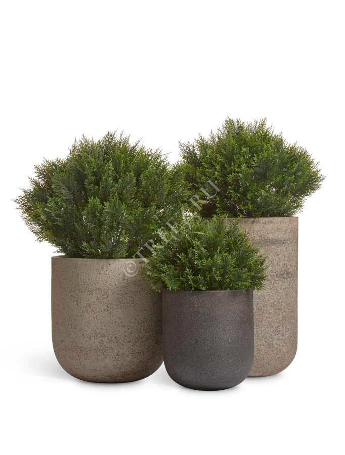 Кашпо TREEZ ERGO - Hard Rock - Высокий округлый цилиндр - Песок серый беж фото