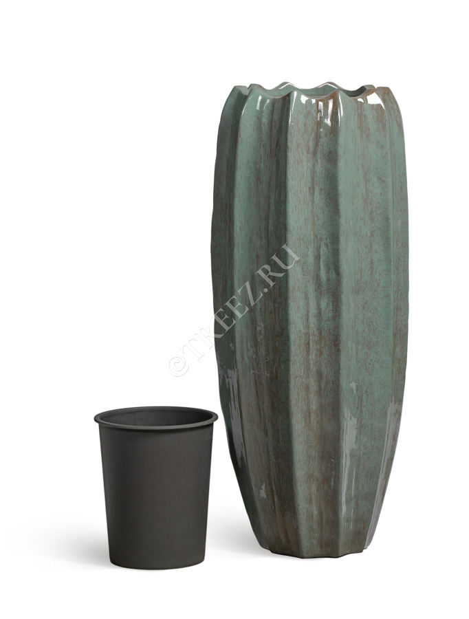 Кашпо TREEZ Effectory - Aura - Высокая Кашпо-ваза - Изумрудный лак фото