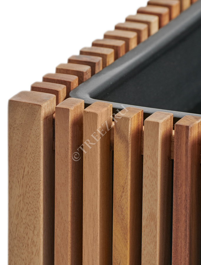 Кашпо TREEZ Effectory - Timberline - Высокий дивайдер со стенкой - Тёмное дерево фото