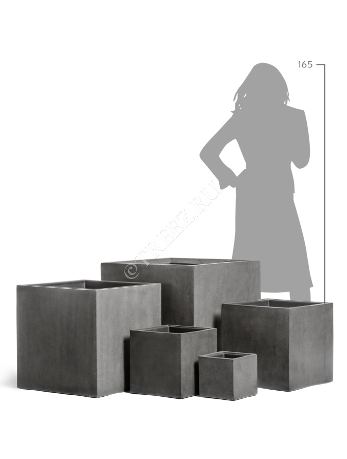 Кашпо TREEZ Effectory - Beton - Куб - Тёмно-серый бетон фото