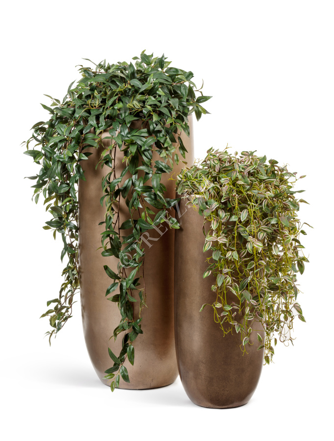 Кашпо TREEZ Effectory - Metal - Высокий округлый конус - Тёмное матовое золото фото