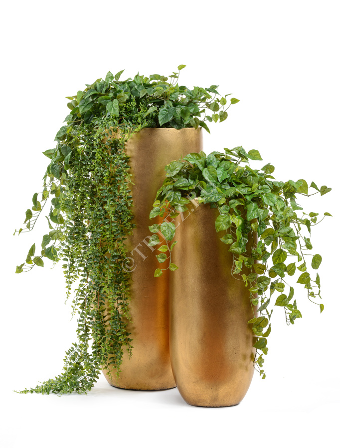 Кашпо TREEZ Effectory - Metal - Высокий округлый конус - Сусальное золото фото