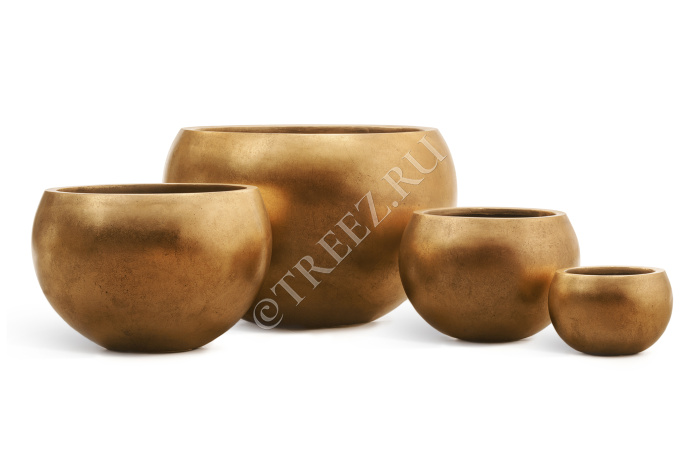 Кашпо TREEZ Effectory - Metal - Полусфера - Сусальное золото фото