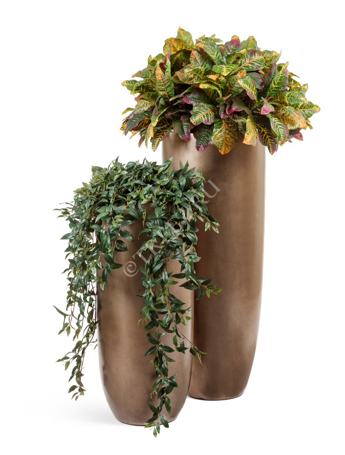 Кашпо TREEZ Effectory - Metal - Высокий конус Giant - Тёмное матовое золото фото