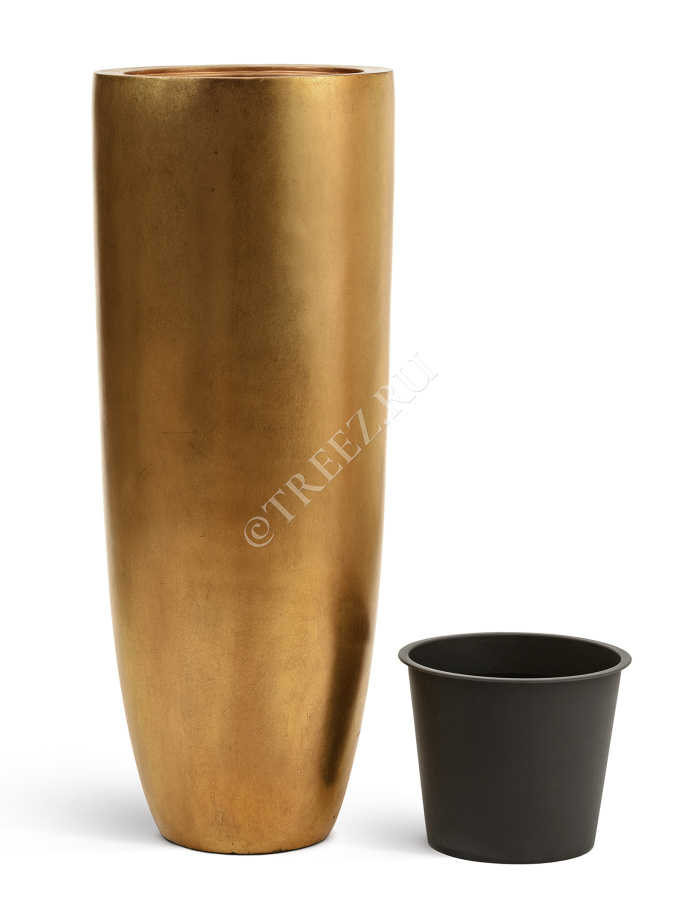 Кашпо TREEZ Effectory - Metal - Высокий конус Giant - Сусальное золото фото