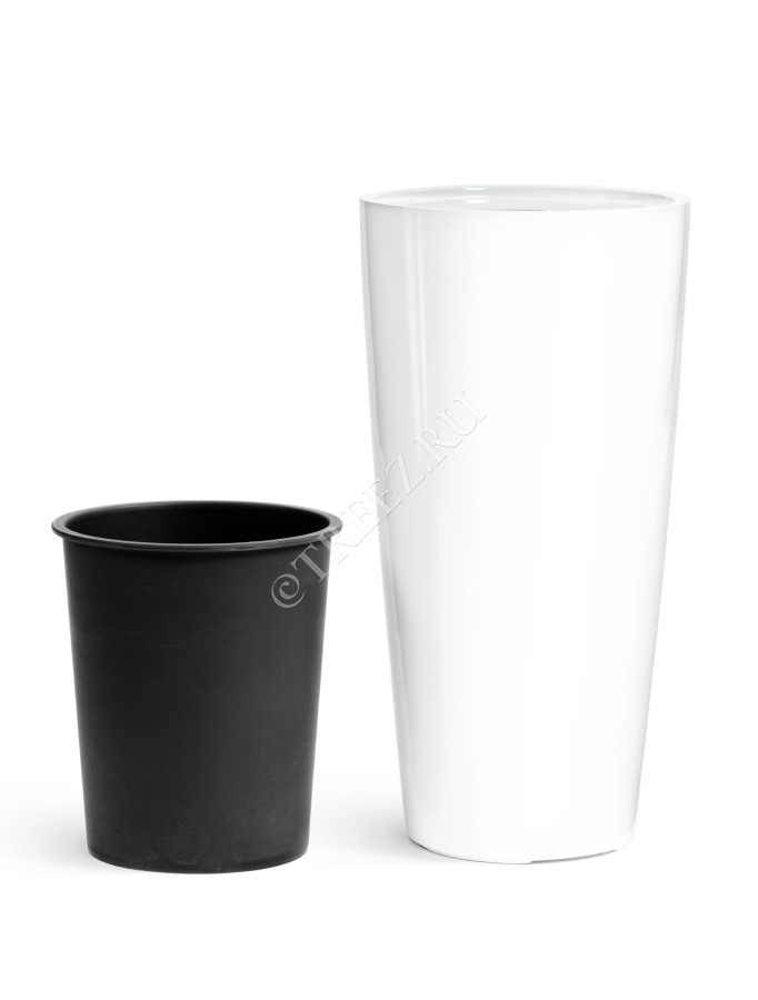 Кашпо TREEZ Effectory - Gloss - Высокий конус - Белый глянцевый лак фото