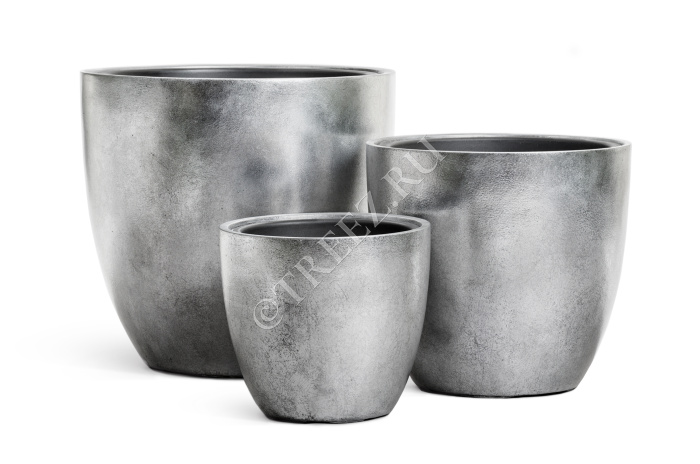 Кашпо TREEZ Effectory - Metal - Округлый конус - Серебро фото