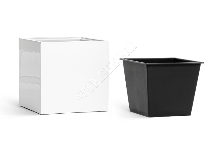 Кашпо TREEZ Effectory - Gloss - Куб - Белый глянцевый лак фото