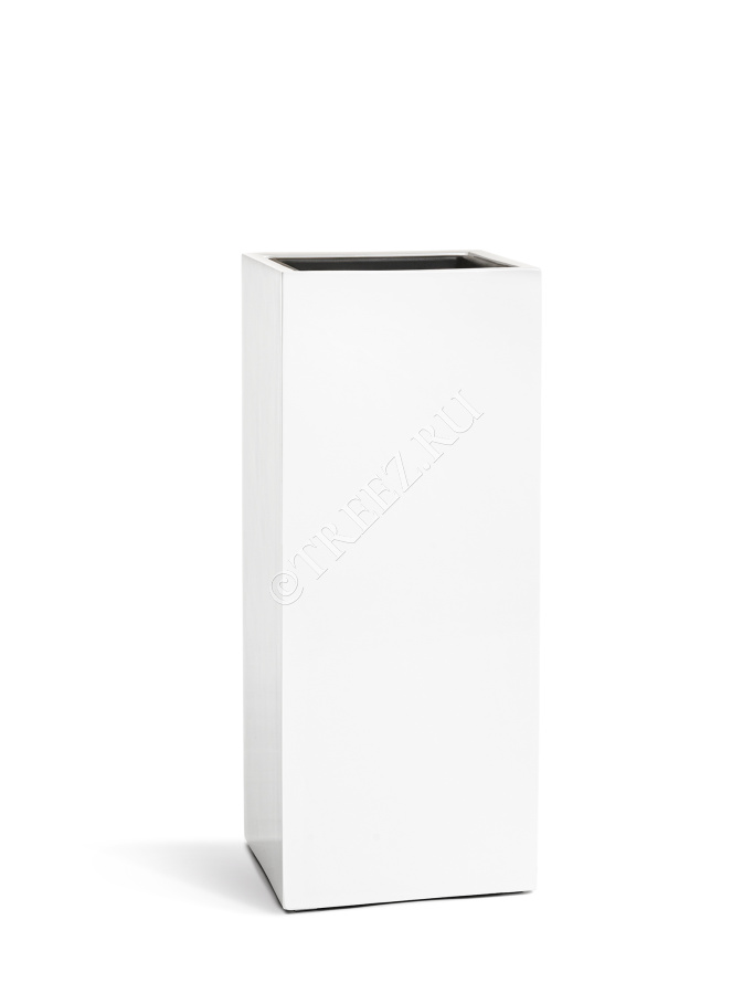 Кашпо TREEZ Effectory - Gloss - Высокий куб - Белый глянцевый лак фото