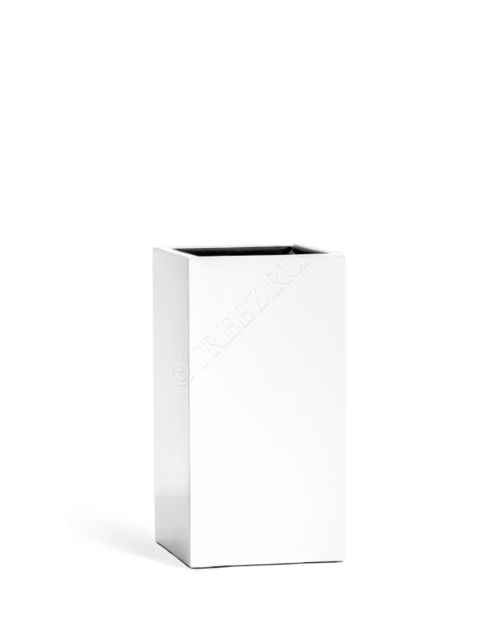 Кашпо TREEZ Effectory - Gloss - Высокий куб - Белый глянцевый лак фото