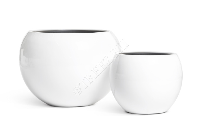 Кашпо TREEZ Effectory - Gloss - Полусфера - Белый глянцевый лак фото