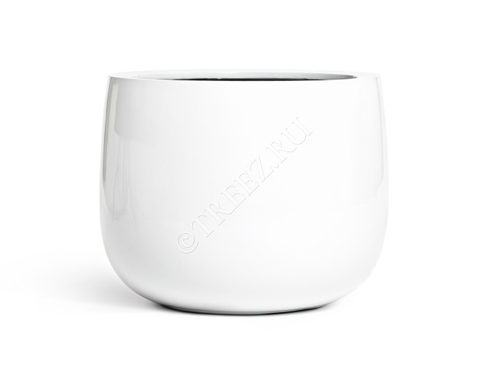 Кашпо TREEZ Effectory - Gloss - Низкая широкая чаша - Белый глянцевый лак фото