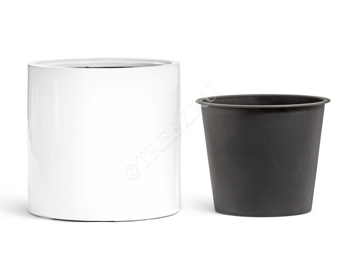 Кашпо TREEZ Effectory - Gloss - Цилиндр - Белый глянцевый лак фото