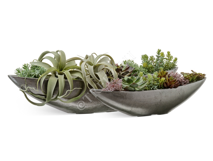 Кашпо TREEZ Effectory - Metal - Ваза-Лодка (2 размера) - Стальное серебро фото