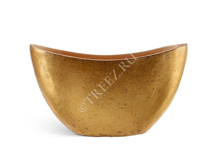 Кашпо TREEZ Effectory - Metal - Ваза-Лодка малая - Сусальное золото фото