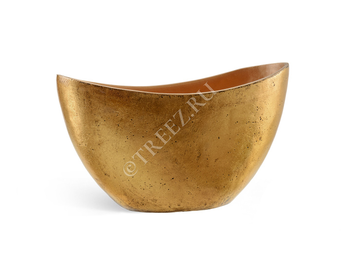 Кашпо TREEZ Effectory - Metal - Ваза-Лодка малая - Сусальное золото фото