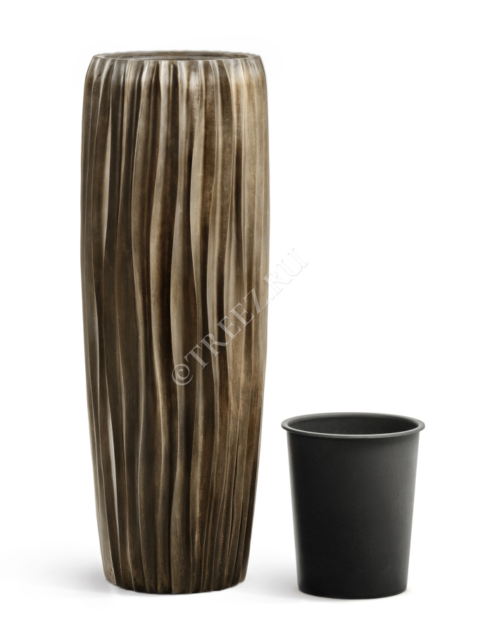 Кашпо TREEZ Effectory - Metal - Высокий конус Design Wave - Чернёная бронза фото