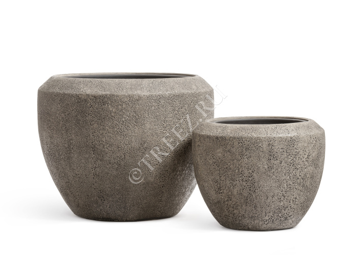 Кашпо TREEZ Effectory - Volcano - Чаша Design - Серо-коричневый туф фото