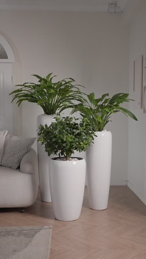 Кашпо TREEZ Effectory - Gloss - Высокий округлый конус - Белый глянцевый лак фото